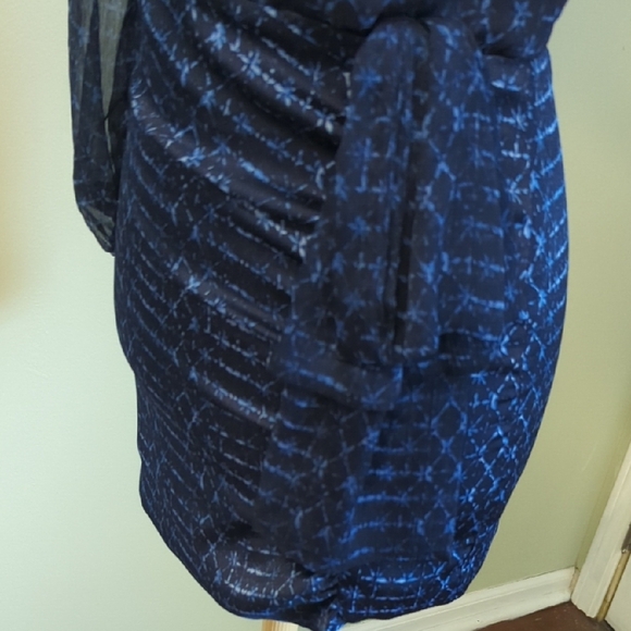 NWT Misa Los Angeles Elegant Cobalt Blue Geometric Patterned Dress, US XS - Picture 3 of 7